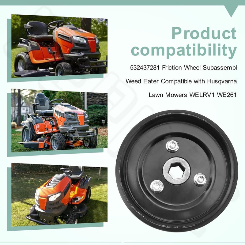 BERPSE 532437281 Friction Wheel Subassembl Weed Eater Compatible with Husqvarna Lawn Mowers WELRV1 WE261 - Image 5